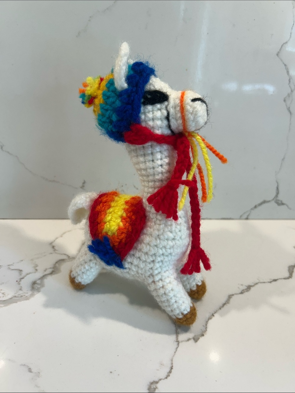 Rasta Llama - Crocheted White Llama Plush with Colorful Accessories